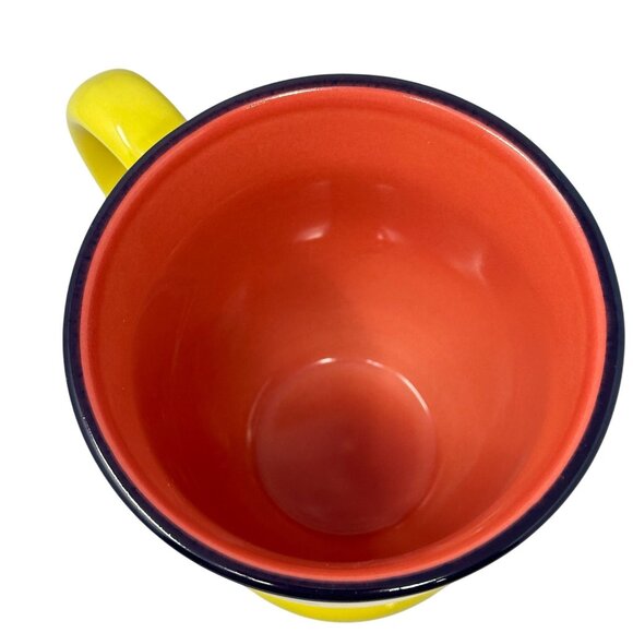 Luke A Tuke Mug San Francisco Yellow Ceramic Pedestal Red Interior 12 Oz - Picture 3 of 7